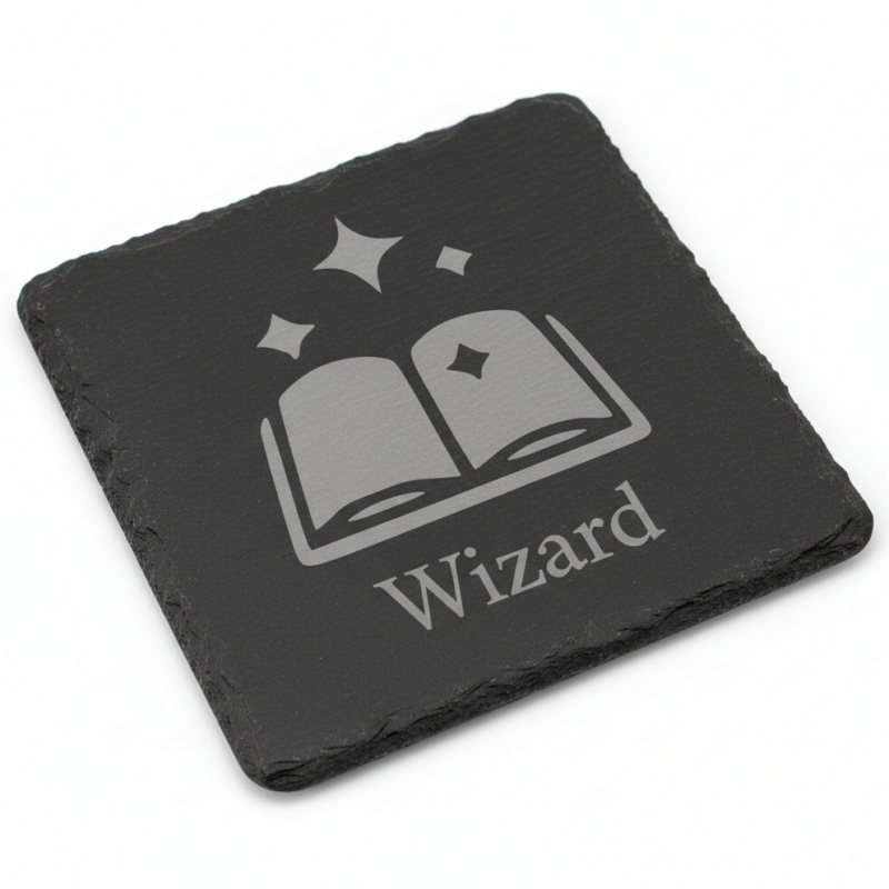 Wizard D&D Coaster – "Spellbook & Stars"