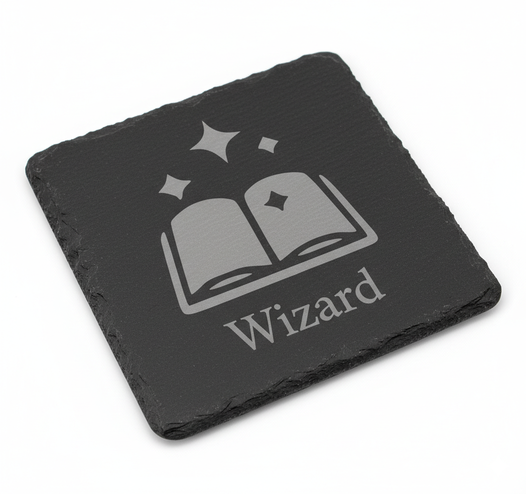 Wizard D&D Coaster – "Spellbook & Stars"